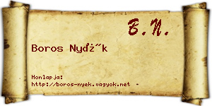 Boros Nyék névjegykártya